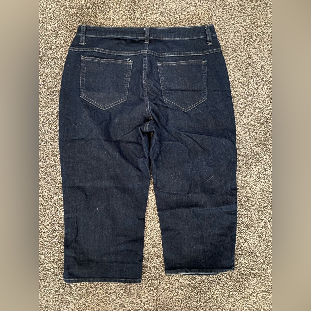 Riders By Lee Jeans 14 Stretch Capri Style Dark Blue Denim Capris - Picture 3 of 5